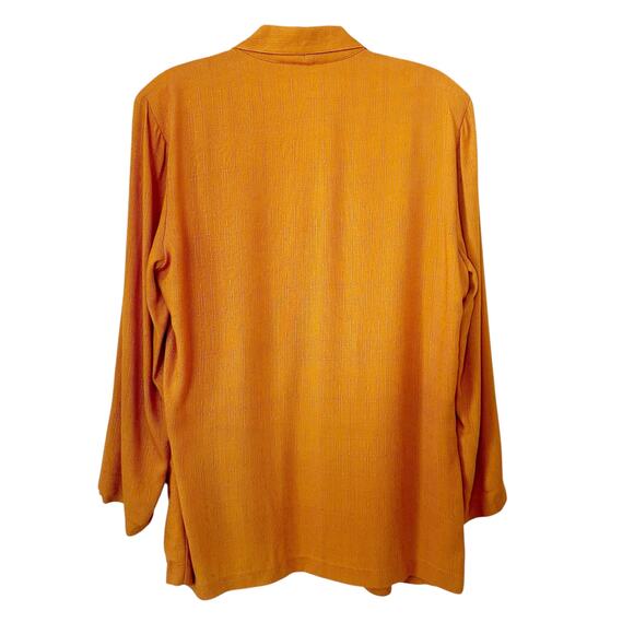 Vintage Danielle B Orange Lined Linen Blazer One-Button Jacket Artsy Size 12-14 - Picture 2 of 7